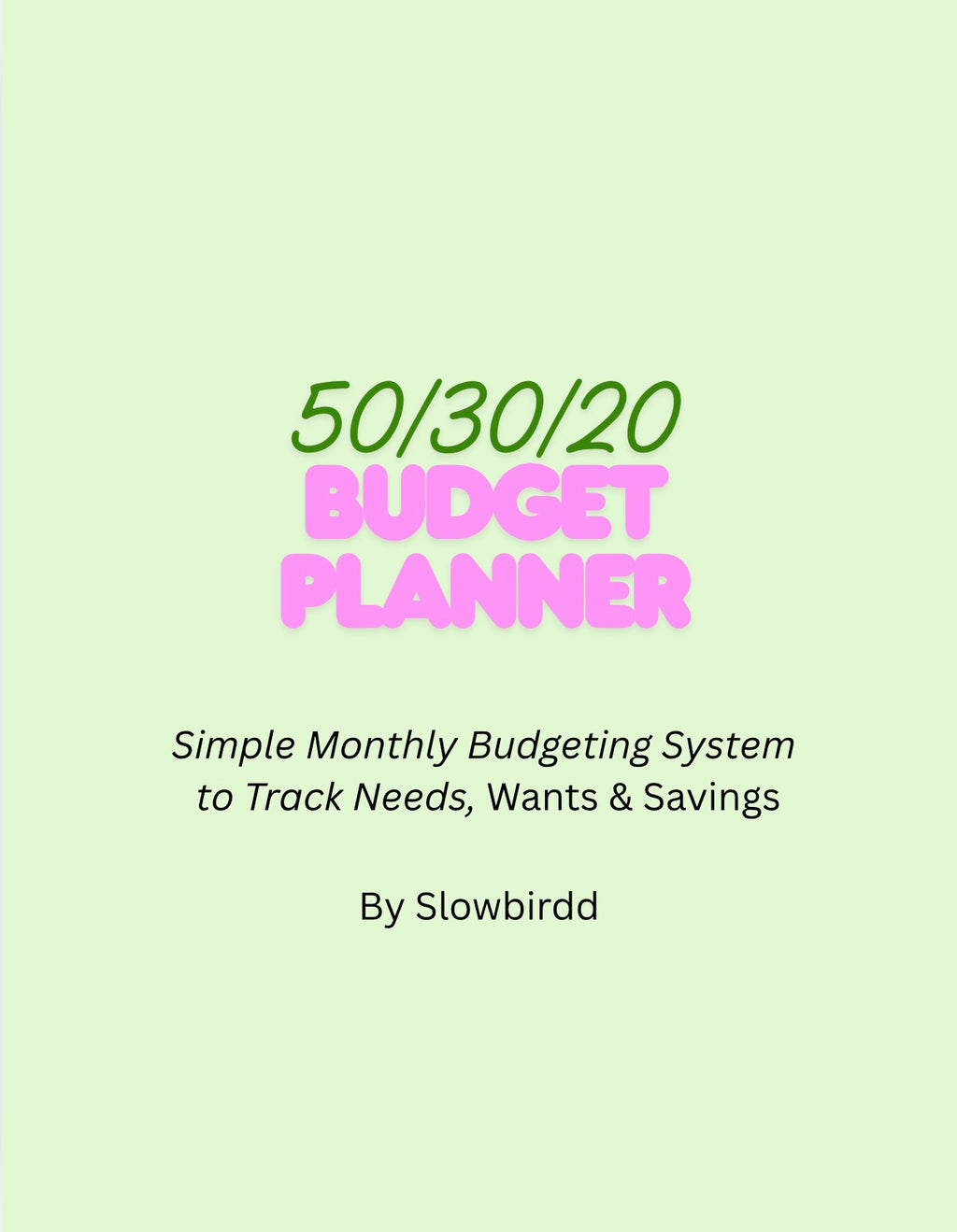 50/30/20 Budget Planner | Monthly Budget Template